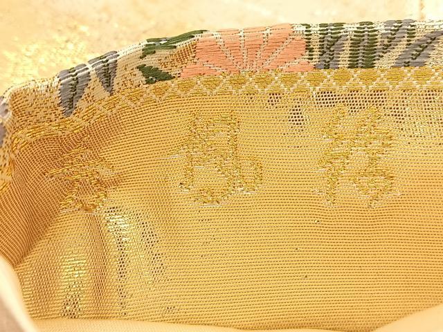 平和屋着物◎六通柄袋帯 秀鳳錦 鴛鴦秋草文 金銀糸 正絹 逸品 BAAS9958du