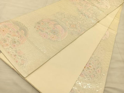 平和屋着物◎六通柄袋帯 唐織 鳳凰草花文 金銀糸 正絹 逸品 BAAS9960du