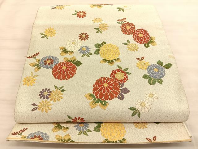 平和屋着物◎六通柄袋帯 綴れ 舞花文 金糸 正絹 逸品 BAAS9966du