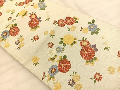 平和屋着物◎六通柄袋帯 綴れ 舞花文 金糸 正絹 逸品 BAAS9966du