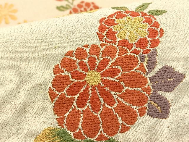 平和屋着物◎六通柄袋帯 綴れ 舞花文 金糸 正絹 逸品 BAAS9966du