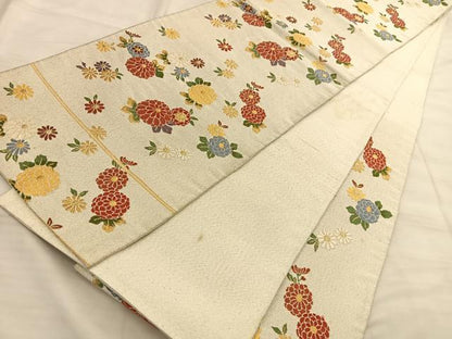 平和屋着物◎六通柄袋帯 綴れ 舞花文 金糸 正絹 逸品 BAAS9966du