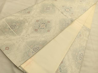 平和屋着物◎六通柄袋帯 立枠燿映文 銀糸 正絹 逸品 BAAS9969du