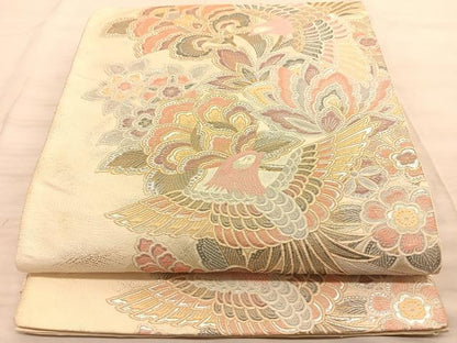 平和屋着物◎六通柄袋帯　鳳凰更紗花文　金銀糸　正絹　逸品　BAAS9978du