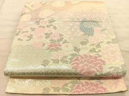 平和屋着物◎六通柄袋帯 唐織 花鳥遊生文 金銀糸 正絹 逸品 BAAS9983du