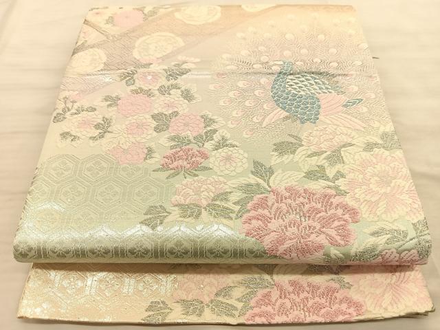 平和屋着物◎六通柄袋帯 唐織 花鳥遊生文 金銀糸 正絹 逸品 BAAS9983du