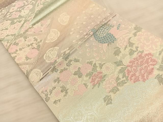 平和屋着物◎六通柄袋帯 唐織 花鳥遊生文 金銀糸 正絹 逸品 BAAS9983du
