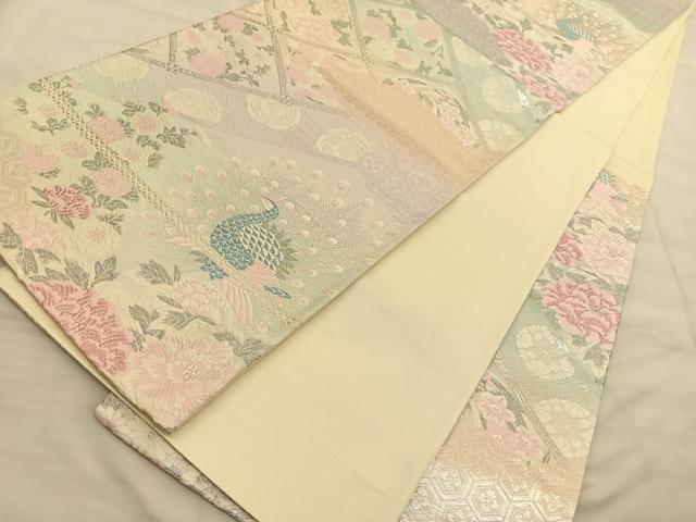 平和屋着物◎六通柄袋帯 唐織 花鳥遊生文 金銀糸 正絹 逸品 BAAS9983du