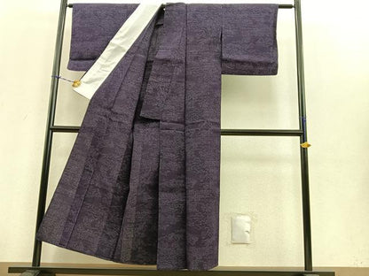 平和屋着物▽上質な紬　単衣　風景文　正絹　逸品　BAAT0149pk