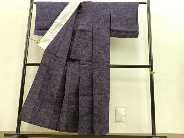 平和屋着物▽上質な紬　単衣　風景文　正絹　逸品　BAAT0149pk