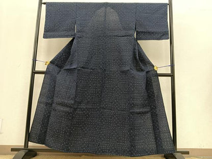 平和屋着物▽上質な紬 単衣 抽象文様 正絹 逸品 BAAT0205pk