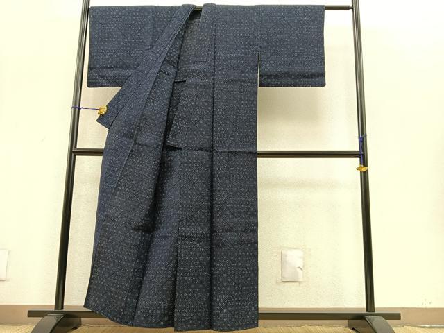 平和屋着物▽上質な紬 単衣 抽象文様 正絹 逸品 BAAT0205pk