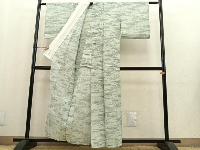 平和屋着物＊夏物　小紋　草葉文　洗える着物　BAAT0265pk