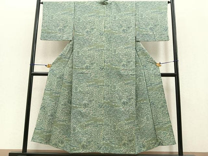 平和屋着物▽上質な小紋 単衣 御所解草花文 正絹 逸品 BAAT0409yt