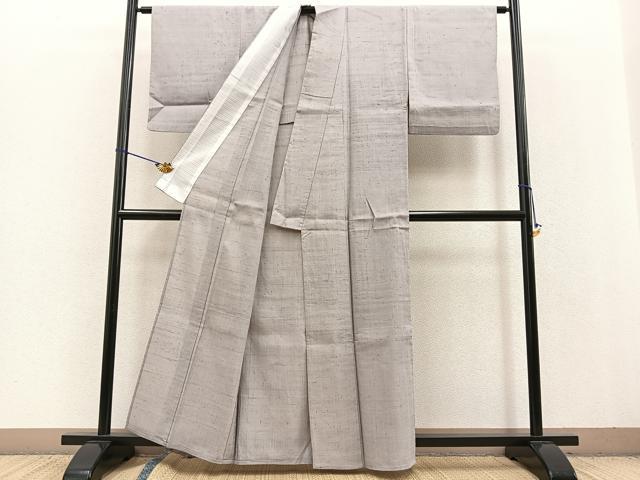 平和屋着物▽生紬 単衣 色無地 潤色 正絹 逸品 BAAT0410yt
