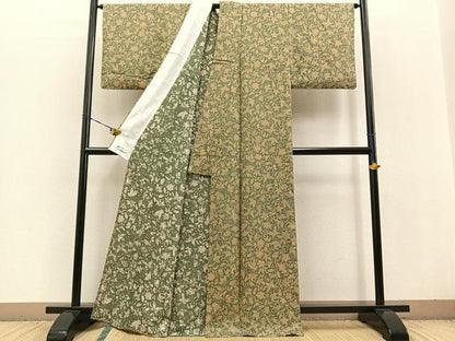 平和屋着物▽上質な小紋 単衣 更紗花蝶文 やまと誂製 正絹 逸品 BAAT0411yt