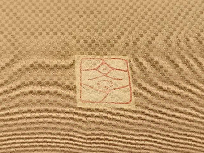 平和屋着物▽染色作家 田中文子監修 色無地 単衣 あられ地紋 飴色 正絹 逸品 BAAT0418yt