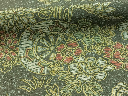 平和屋着物▽上質な小紋 単衣 源氏車檜扇草花文 正絹 逸品 BAAT0419yt