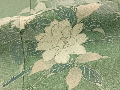 平和屋着物▽訪問着 単衣 草花文 暈し染め 正絹 逸品 BAAT0425yt