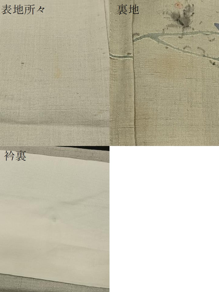 平和屋着物▽訪問着 単衣 紬地 枝椿文 正絹 逸品 BAAT0430yt