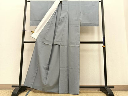 平和屋着物▽上質な色無地 単衣 利休鼠色 正絹 逸品 未使用 BAAT0432yt