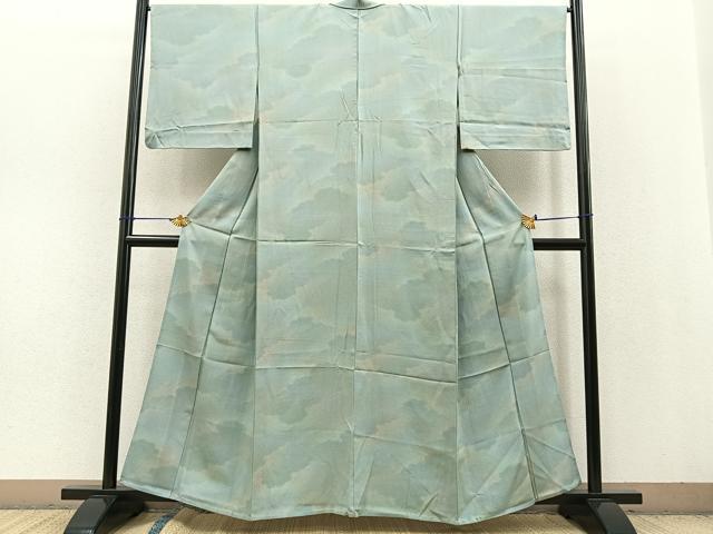 平和屋着物▽上質な小紋 単衣 雲重ね文様 暈し染め 正絹 逸品 BAAT0435yt