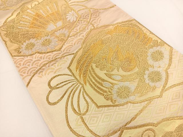 平和屋着物◎六通柄袋帯 鏡裏花鳥文 金銀糸 正絹 逸品 BAAT0485yt