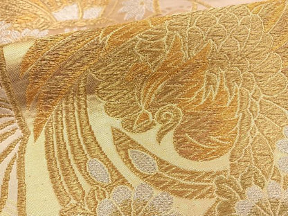 平和屋着物◎六通柄袋帯 鏡裏花鳥文 金銀糸 正絹 逸品 BAAT0485yt