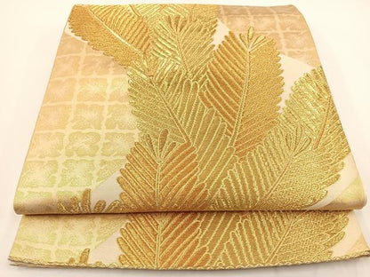 平和屋着物◎六通柄袋帯 若松文 金糸 正絹 逸品 BAAT0499yt