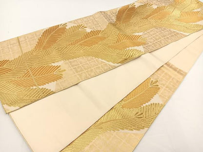 平和屋着物◎六通柄袋帯 若松文 金糸 正絹 逸品 BAAT0499yt
