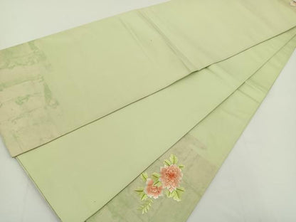 平和屋着物◎太鼓柄袋帯 総刺繍 駒刺繍 檜扇花文 金糸 引箔 正絹 逸品 BAAT0509yt