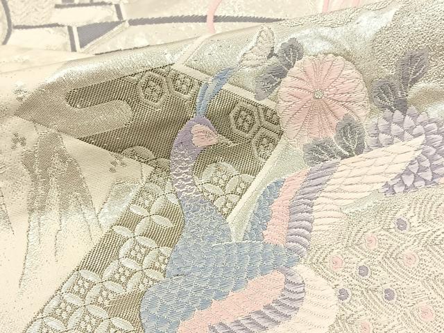 平和屋着物◎六通柄袋帯 唐織 九百錦 プラチナ箔 松皮菱花文 正絹 逸品 BAAT0525yt