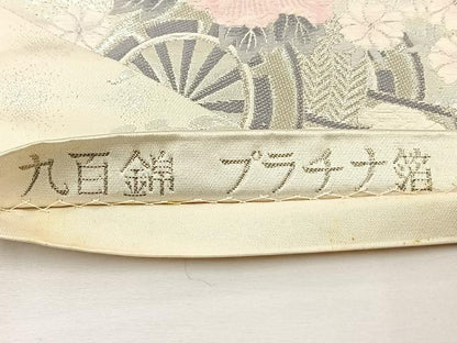 平和屋着物◎六通柄袋帯 唐織 九百錦 プラチナ箔 松皮菱花文 正絹 逸品 BAAT0525yt