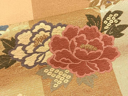 平和屋着物◎六通柄袋帯 唐織 雪輪花文 金糸 正絹 逸品 BAAT0531yt