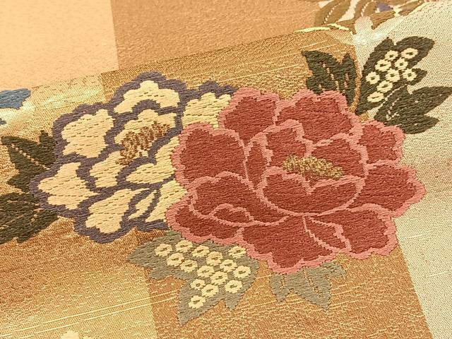 平和屋着物◎六通柄袋帯 唐織 雪輪花文 金糸 正絹 逸品 BAAT0531yt