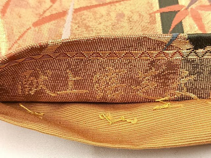 平和屋着物◎六通柄袋帯 郎窯箔 献上露芝文 正絹 逸品 BAAT0534yt