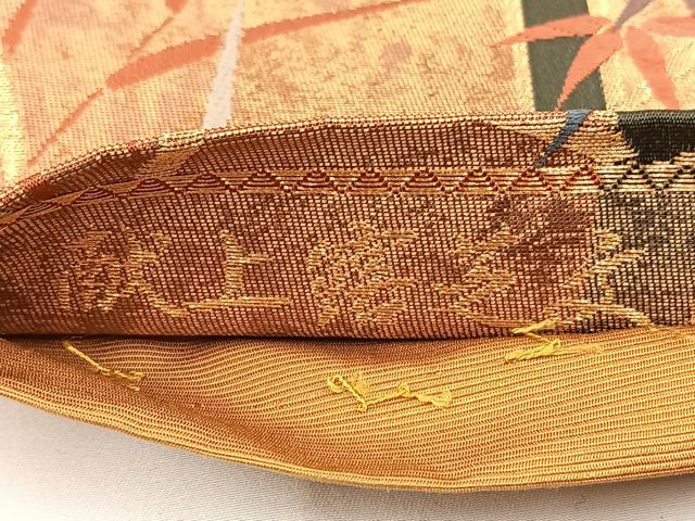 平和屋着物◎六通柄袋帯 郎窯箔 献上露芝文 正絹 逸品 BAAT0534yt