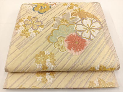 平和屋着物◎六通柄袋帯 花丸文 金銀糸 正絹 逸品 BAAT0535yt