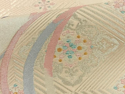平和屋着物◎佐賀錦　六通柄袋帯　結び紐　花菱　金銀糸　正絹　逸品　BAAT0537yt