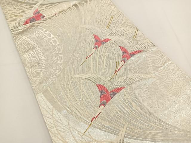 平和屋着物◎六通柄袋帯 唐織 飛鶴文 金銀糸 正絹 逸品 BAAT0542yt
