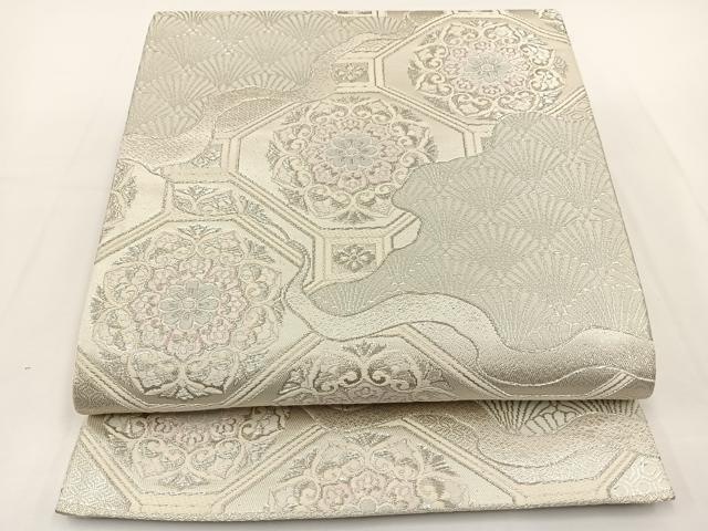 平和屋着物◎六通柄袋帯 唐織 蜀江花文 銀糸 正絹 逸品 BAAT0546yt