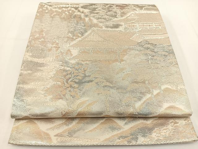 平和屋着物◎六通柄袋帯 京洛錦 風景文 二重引箔袋布 正絹 逸品 BAAT0552yt