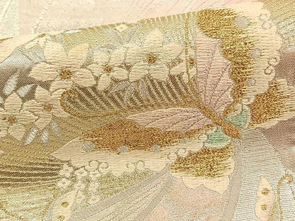 平和屋着物◎六通柄袋帯　唐織　舞蝶文　金銀糸　正絹　逸品　BAAT0564yt