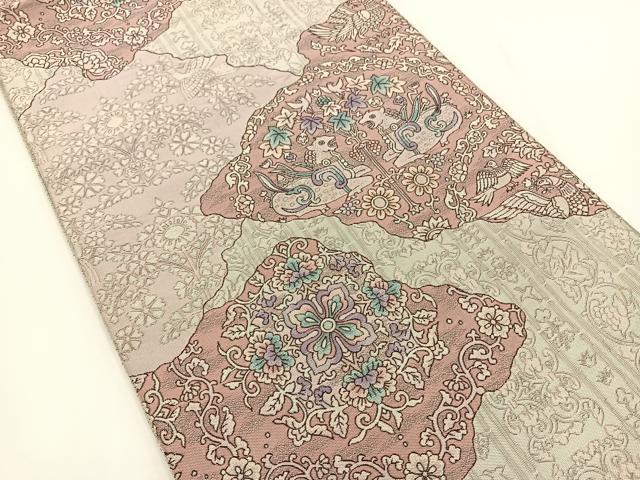 平和屋着物◎六通柄袋帯 鳥獣花文 正絹 逸品 BAAT0574yt