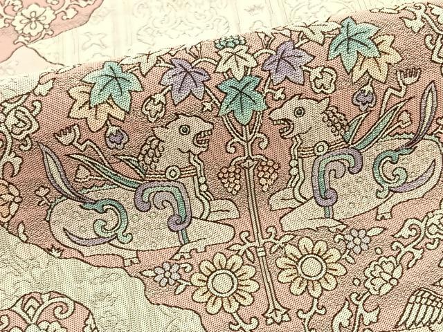 平和屋着物◎六通柄袋帯 鳥獣花文 正絹 逸品 BAAT0574yt