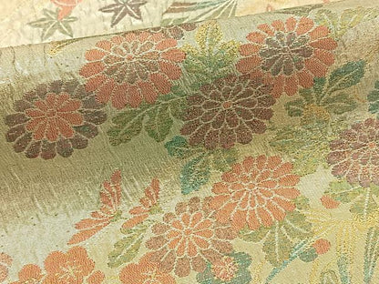 平和屋着物◎六通柄袋帯 ふくれ織 光琳 流水花文 金糸 正絹 逸品 BAAT0575yt