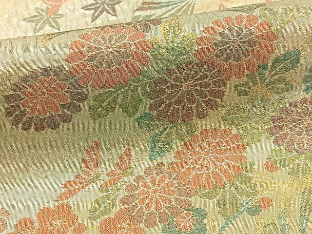 平和屋着物◎六通柄袋帯 ふくれ織 光琳 流水花文 金糸 正絹 逸品 BAAT0575yt