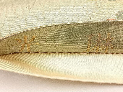 平和屋着物◎六通柄袋帯 ふくれ織 光琳 流水花文 金糸 正絹 逸品 BAAT0575yt
