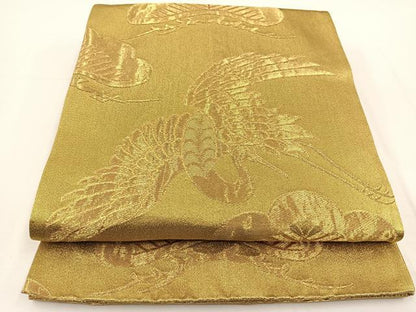 平和屋着物◎六通柄袋帯 飛鶴松文 金糸 正絹 逸品 BAAT0589yt
