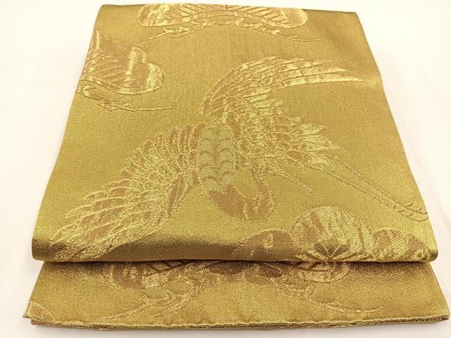 平和屋着物◎六通柄袋帯 飛鶴松文 金糸 正絹 逸品 BAAT0589yt